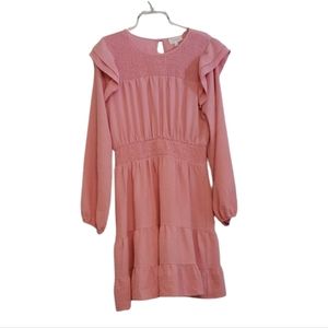 Oddy Pink Long Sleeved Ruffle Dress, Size Large